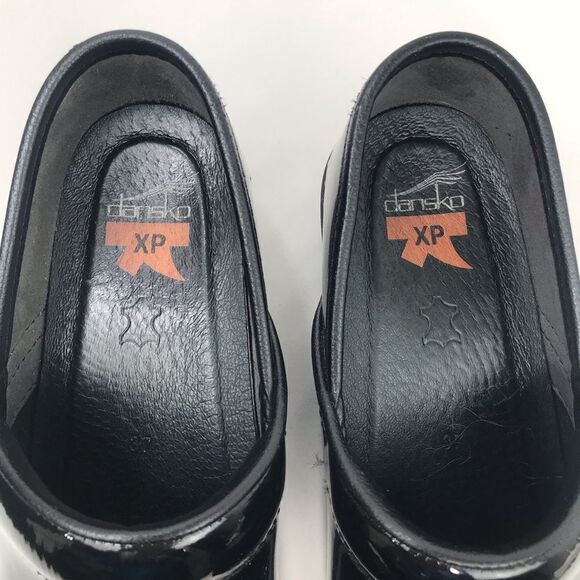Dansko XP Black Patent Leather Slip On Support Work Professional Clogs - Picture 6 of 13